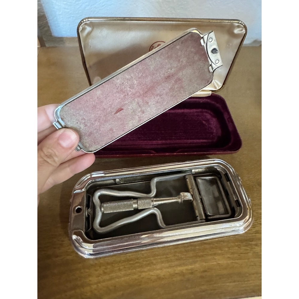 Rolls Razor Patented Made in England Art Deco Safety Razor Shaver Case Set - Picture 2 of 7